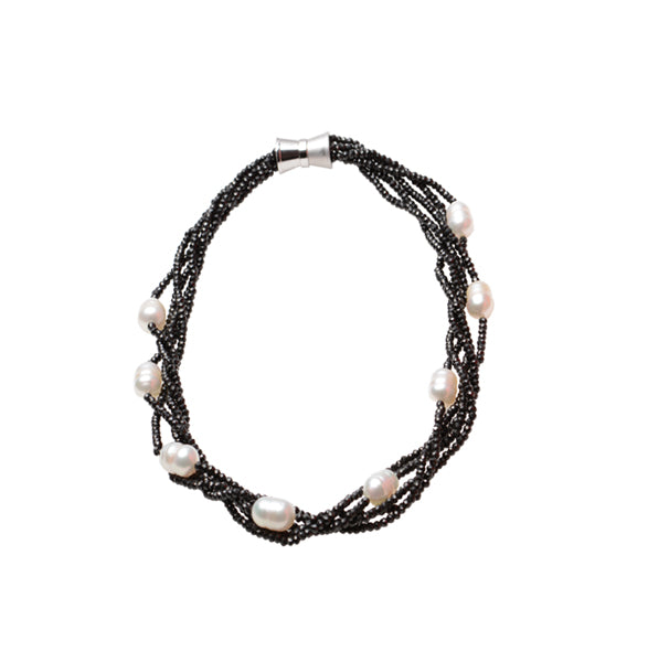 South Sea Pearl & Black Spinel Necklace, 16", 9–10mm — N1104SP