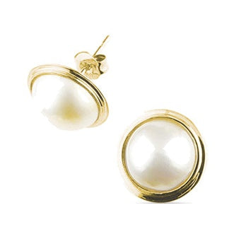 14ct Mabe Pearl Stud Earrings, 10mm or 12mm — EM2016