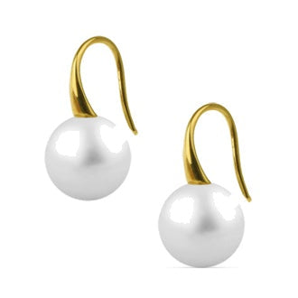9ct Round Pearl Hook Earrings, 10–10.5mm — E1238 (9ct)