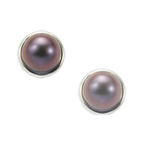 14ct Round Freshwater Pearl Stud Earrings, 8mm or 10mm — E2014