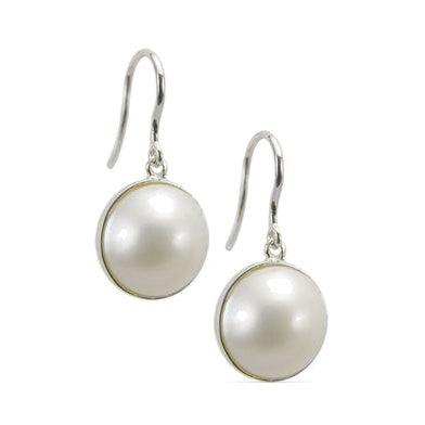 14ct Mabe Pearl Hook Earrings, 10mm or 12mm — EM2017