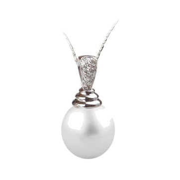 18ct Drop Pearl Pendant with Diamonds, 11.5–12mm — PW7254