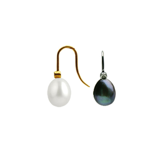 9ct Freshwater Drop Diamond Hook Earring