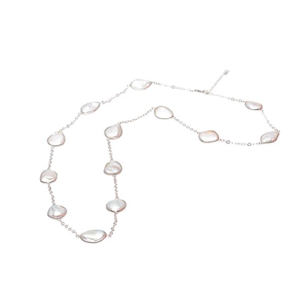 Silver Freshwater Pearl Necklace, 32", 13–15mm — N1318A