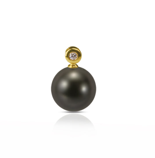 18ct Round Pearl Pendant with Diamonds, 12.5–13mm — PC2003